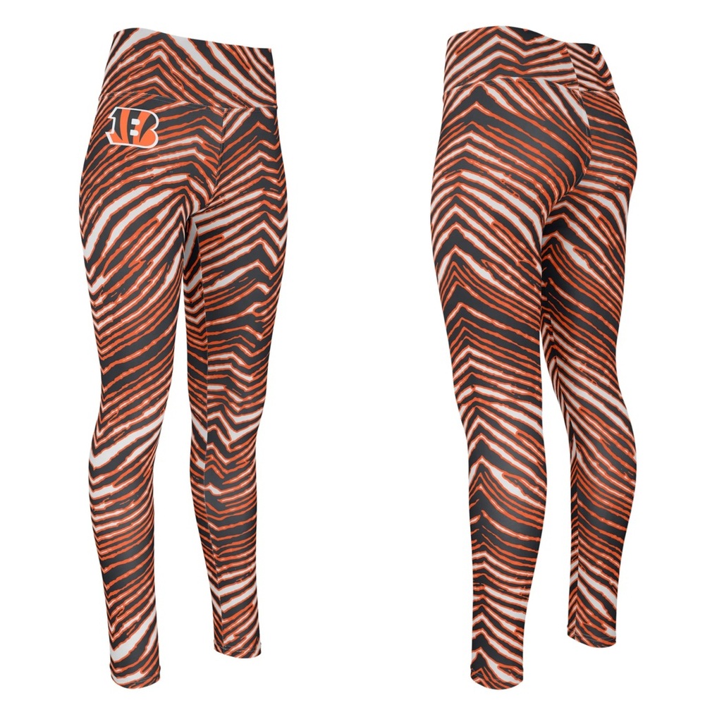 CINCINNATI BENGALS ZUBAZ MAJESTIC BASIC ANIMAL PRINT LEGGINGS XS